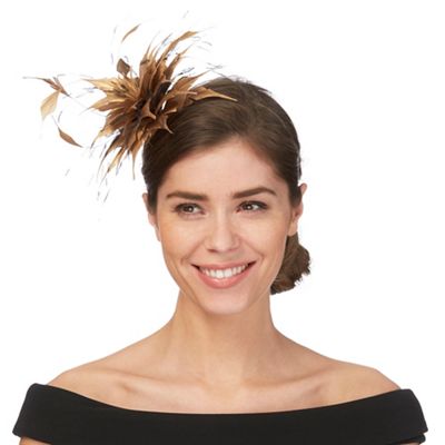 Gold feather fascinator